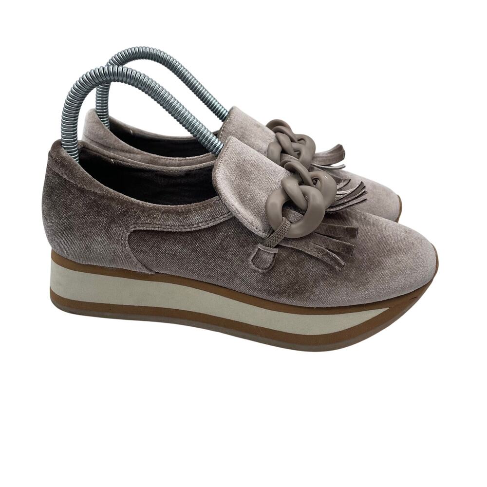 Coconuts by Matisse Bess Platform Loafer Velour Taupe Slip On Vegan Womens 5